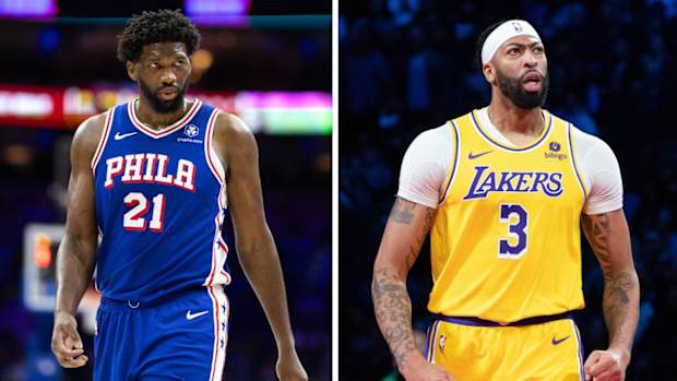 Philadelphia 76ers center Joel Embiid and Los Angeles Lakers’ Anthony Davis.